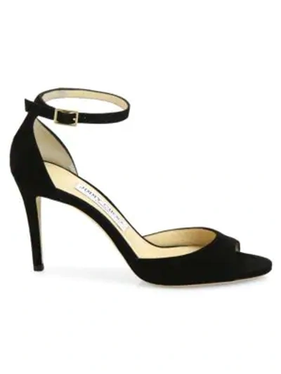 Shop Jimmy Choo Annie Suede D'orsay Ankle-strap Sandals In Black