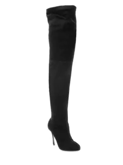 Shop Christian Louboutin Classe 100 Velvet Thigh-high Boots In Black