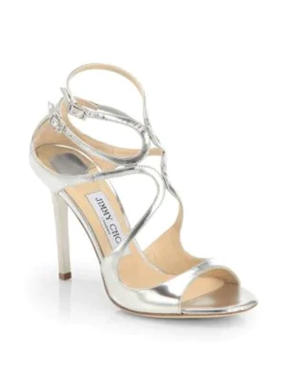 Shop Jimmy Choo Women's Lang Strappy Mirror Leather Sandals In Silver