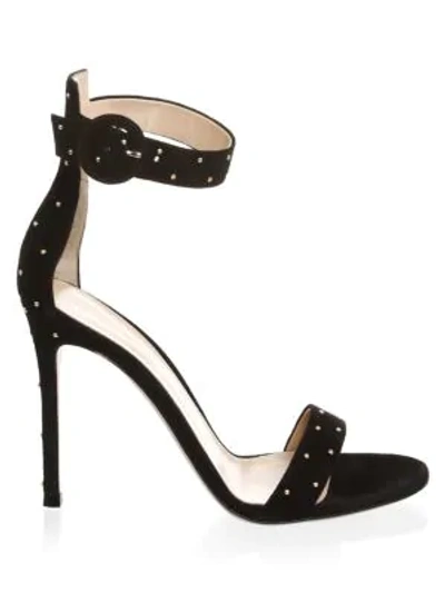 Shop Gianvito Rossi Portofino Studded Suede Sandals In Black