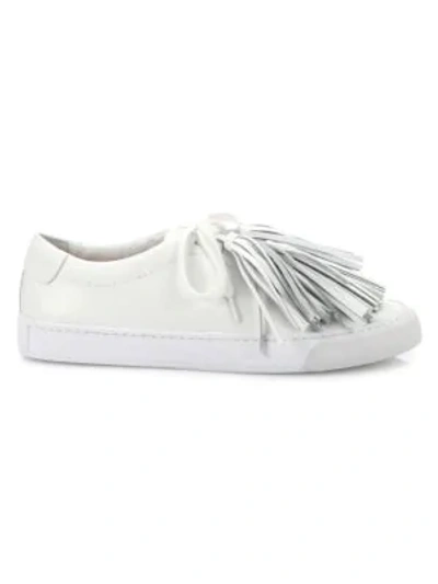 Shop Loeffler Randall Logan Leather Tassel Sneakers In White