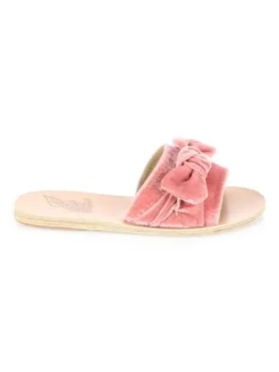 Shop Ancient Greek Sandals Taygette Bow Leather Sandals In Dusty Pink