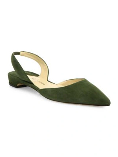 Shop Paul Andrew Rhea Suede Slingback Flats In Olive