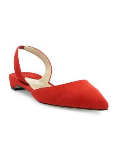 Shop Paul Andrew Rhea Suede Slingback Flats In Electric Red