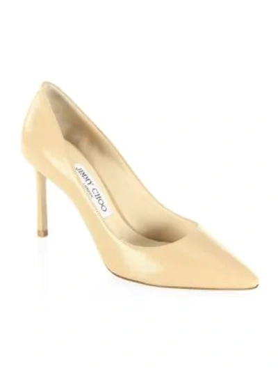 Shop Jimmy Choo Romy Leather Pumps In Nude