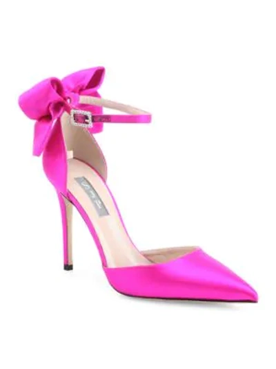Shop Sjp By Sarah Jessica Parker Trance Satin Point Toe Bow Pumps In Candy Pink