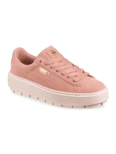 Shop Puma Women's Rock Ridge Suede Platform Sneakers In Peach