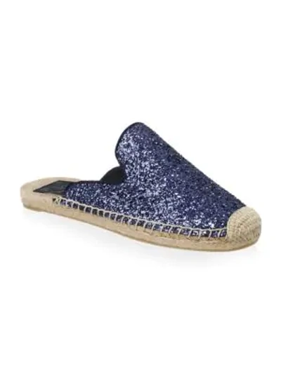 Shop Tory Burch Max Glitter Espadrille Slides In Perfect Navy