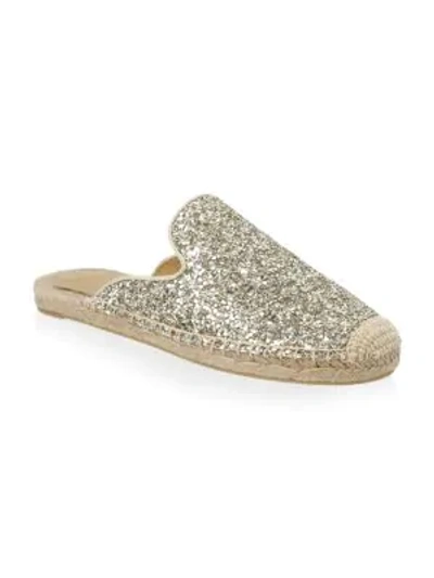 Shop Tory Burch Max Glitter Espadrille Slides In Gold Tan