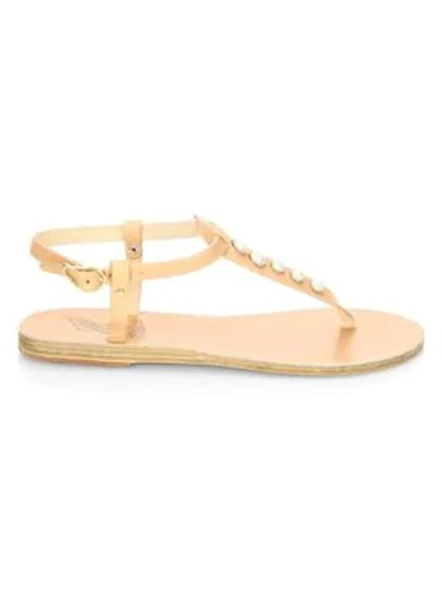 Shop Ancient Greek Sandals Lito Pearls Leather Sandals In Natural
