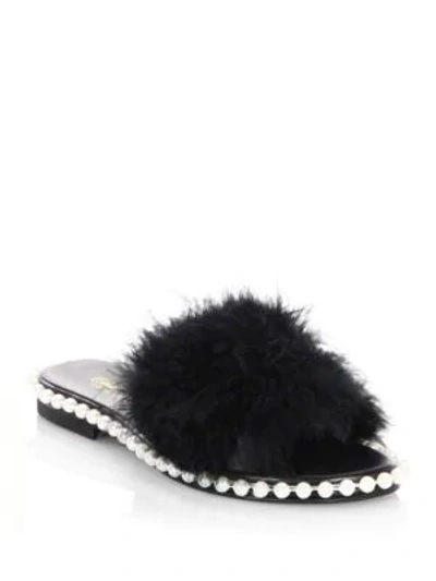 Shop Elina Linardaki As If Feather Slides In Black