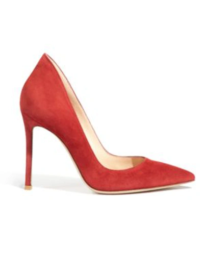 Shop Gianvito Rossi Ellipsis High-back Suede Pumps In Red