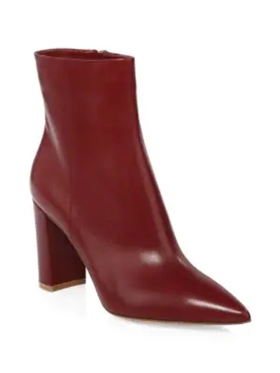Shop Gianvito Rossi Pointed Leather Booties In Granata