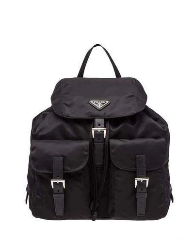 Shop Prada Vela Large Two-pocket Backpack, Black (nero) In Nero/black