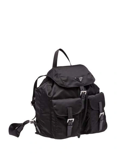 Shop Prada Vela Large Two-pocket Backpack, Black (nero) In Nero/black
