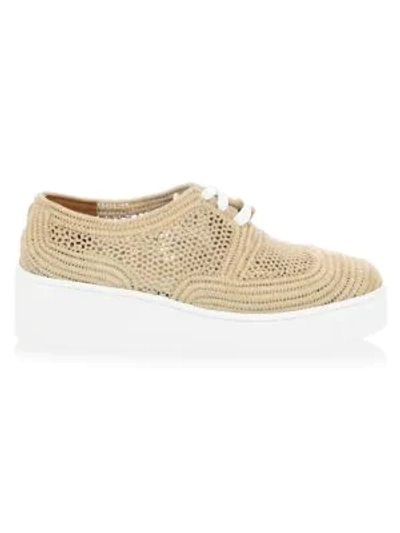 Shop Robert Clergerie Taille Raffia Platforms Sneakers In Natural