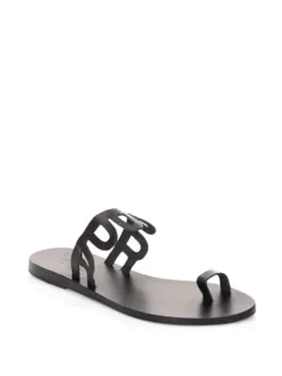 Shop Ancient Greek Sandals Venus Leather Toe Slides In Black