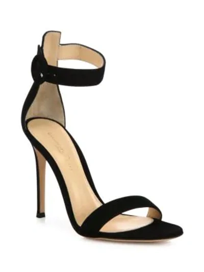 Shop Gianvito Rossi Women's Portofino Suede Sandals In Nero