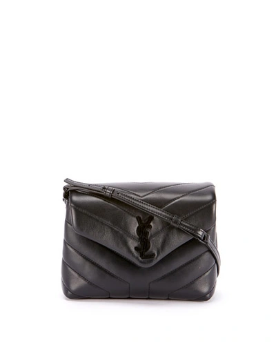 Shop Saint Laurent Loulou Toy Ysl Quilted Calfskin Flap Shoulder Bag In Black