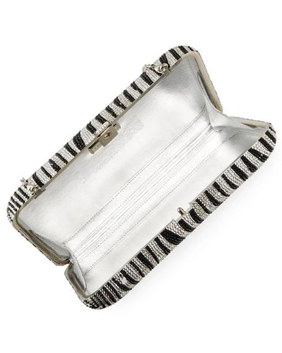 Shop Judith Leiber Seamless Zebra Crystal Clutch Bag In Silver