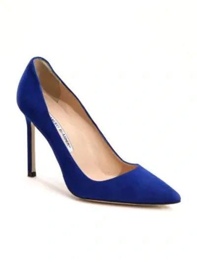 Shop Manolo Blahnik Bb 105 Suede Point Toe Pumps In Cobalt