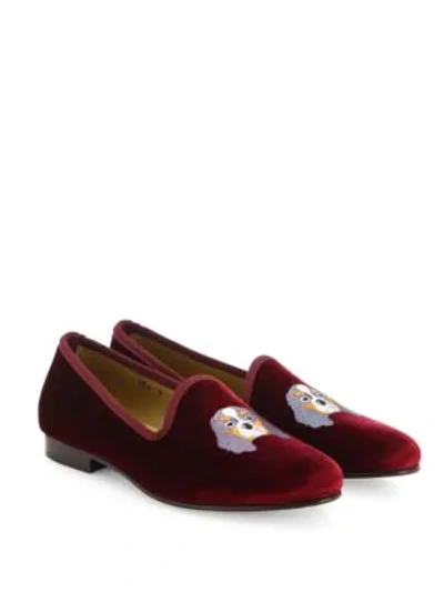 Shop Del Toro King Charles Velvet Smoking Loafers In Red