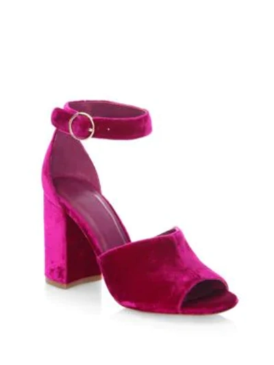 Shop Joie Lahoma Velvet Sandals In Cerise