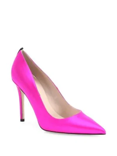Shop Sjp By Sarah Jessica Parker Fawn Satin Point Toe Pumps In Candy Pink