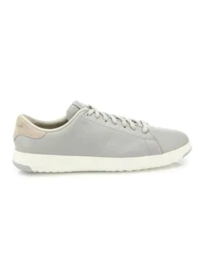 Shop Cole Haan Grandpro Leather Tennis Sneakers In Silver Fox