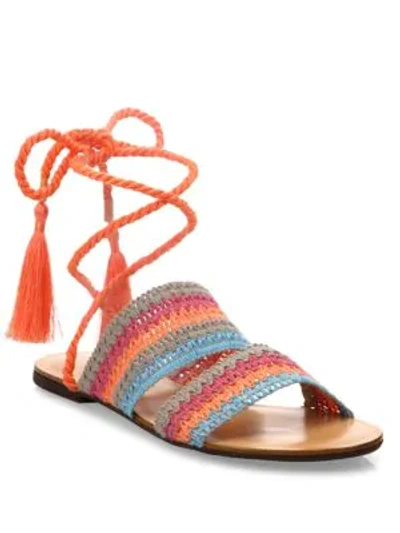Shop Schutz Zendy Crochet Ankle-wrap Slides In Multi