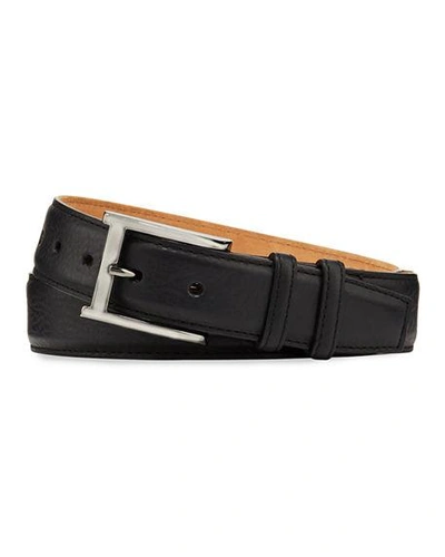 Shop W. Kleinberg Pebbled Bison Leather Belt In Black