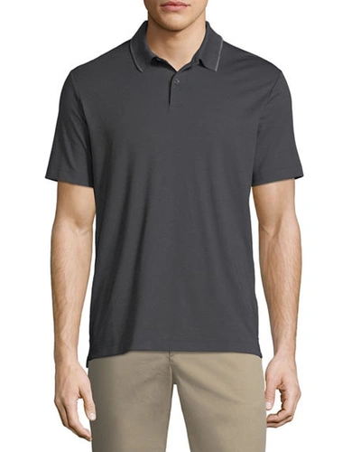 Shop Theory Standard Pique Polo Shirt In Charcoal