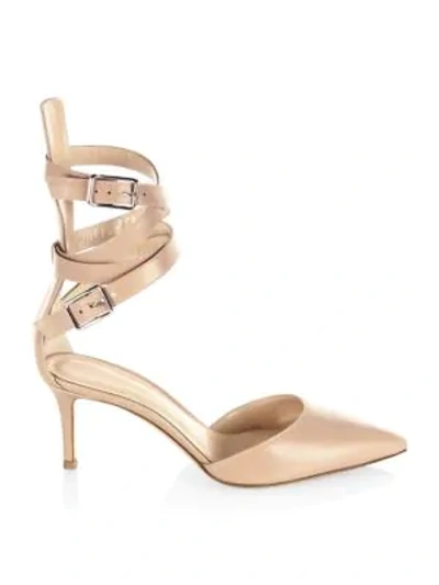 Shop Gianvito Rossi Ankle-wrap Leather Pumps In Praline