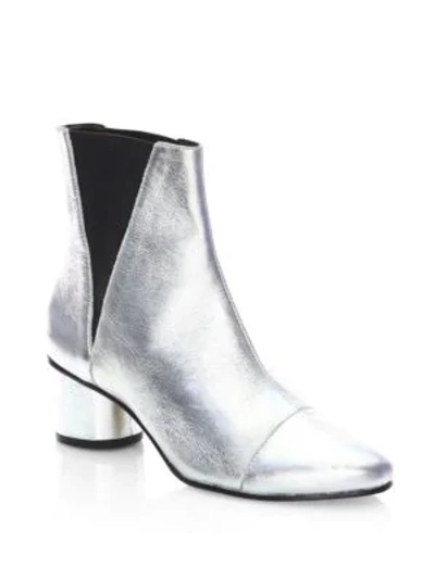 Shop Rebecca Minkoff Izette Leather Booties In Silver