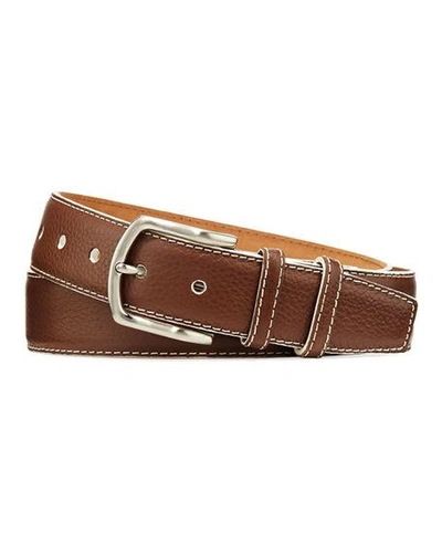 Shop W. Kleinberg Men's South Beach Pebbled Leather Belt In Brown