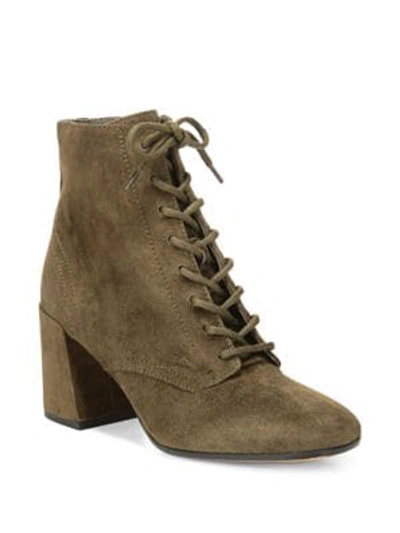 Shop Vince Halle Square Toe Suede Booties In Dark Willow