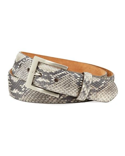 Shop W. Kleinberg Men's Matte Python Snakeskin Belt In Light Brown