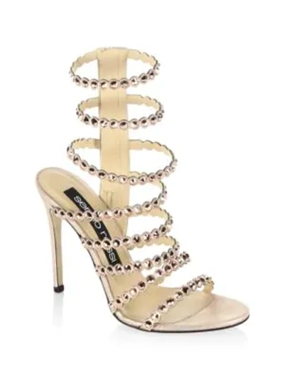 Shop Sergio Rossi Kimberly Crystal Gladiator Sandals In Champagne