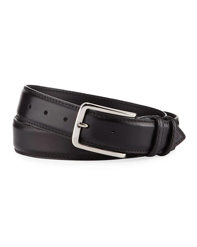Shop Bontoni Men's 35mm Burnished Leather Belt In Black