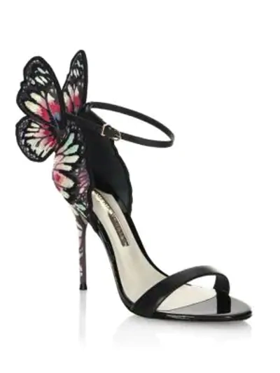 Shop Sophia Webster Chiara Butterfly-embroidered Leather Sandals In Black Multi