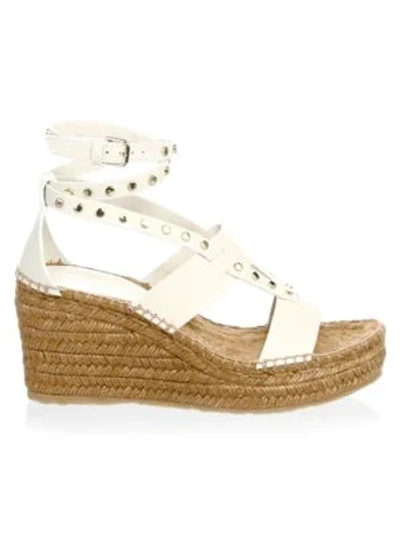 Shop Jimmy Choo Studded Wedge Espadrilles In White