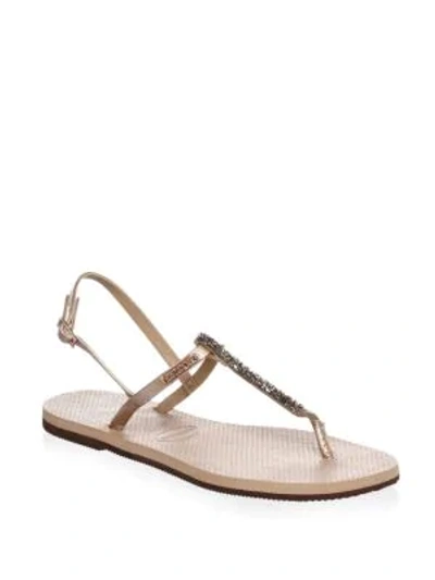 Shop Havaianas You Riviera Crystal Sandals In Rose Gold
