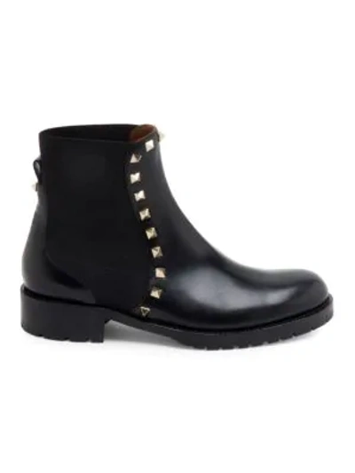 Shop Valentino Garavani Rockstud Leather Chelsea Boots In Black