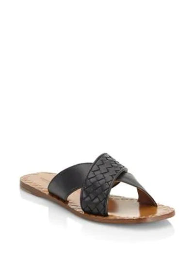 Shop Bottega Veneta Crisscross Flat Sandals In Black