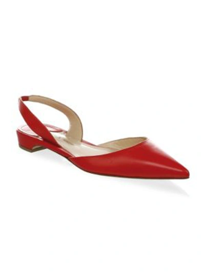 Shop Paul Andrew Rhea Leather Slingback Flats In Red