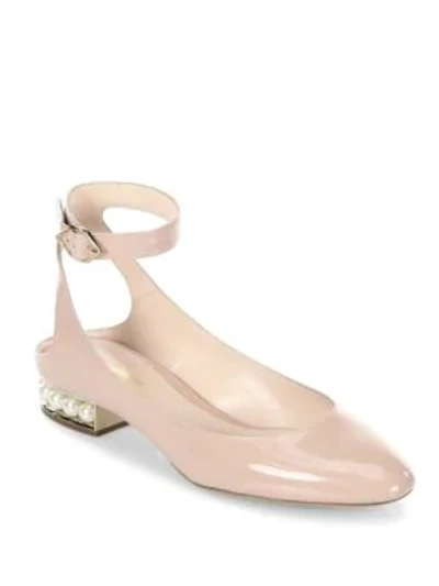 Shop Nicholas Kirkwood Lola Pearl Patent Leather Ankle Strap Ballet Flats In Light Blush