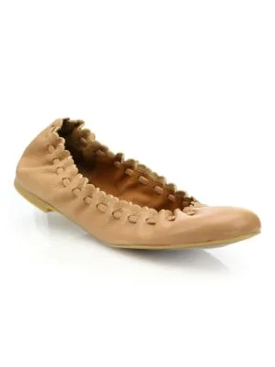 Shop See By Chloé Jane Leather Ballet Flats In Biscotti
