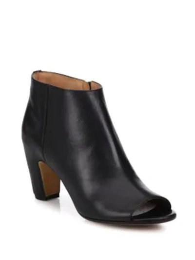 Shop Maison Margiela Leather Peep Toe Curved-heel Booties In Black