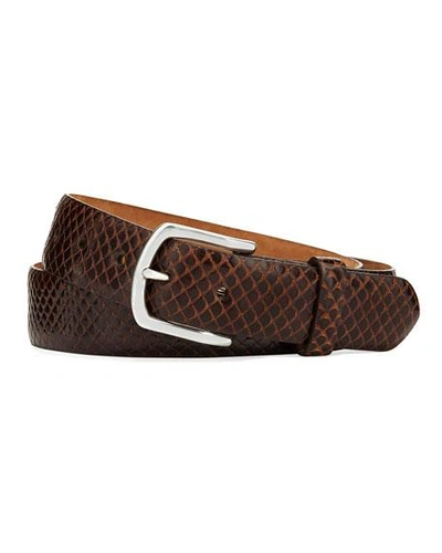 Shop W. Kleinberg Men's Anaconda Snakeskin Belt In Chocolate