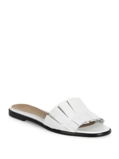 Shop The Row Emma Pleated Suede Slides In White